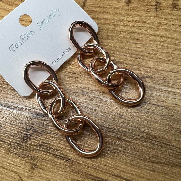 Серьги "Цепи" плетение якорное 4 звена металл цвет медный 5,5 см