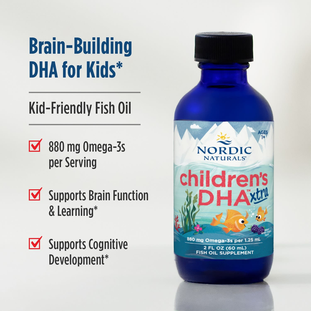 Nordic Naturals, Children's DHA Xtra, для детей возрастом 1–6 лет, вкус ягодного пунша, 880 мг, 60 мл (2 жидк. унции)