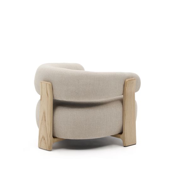Granite Кресло из бежевого шенилла и массива ясеня в натуральной отделке Испания Lа Forma