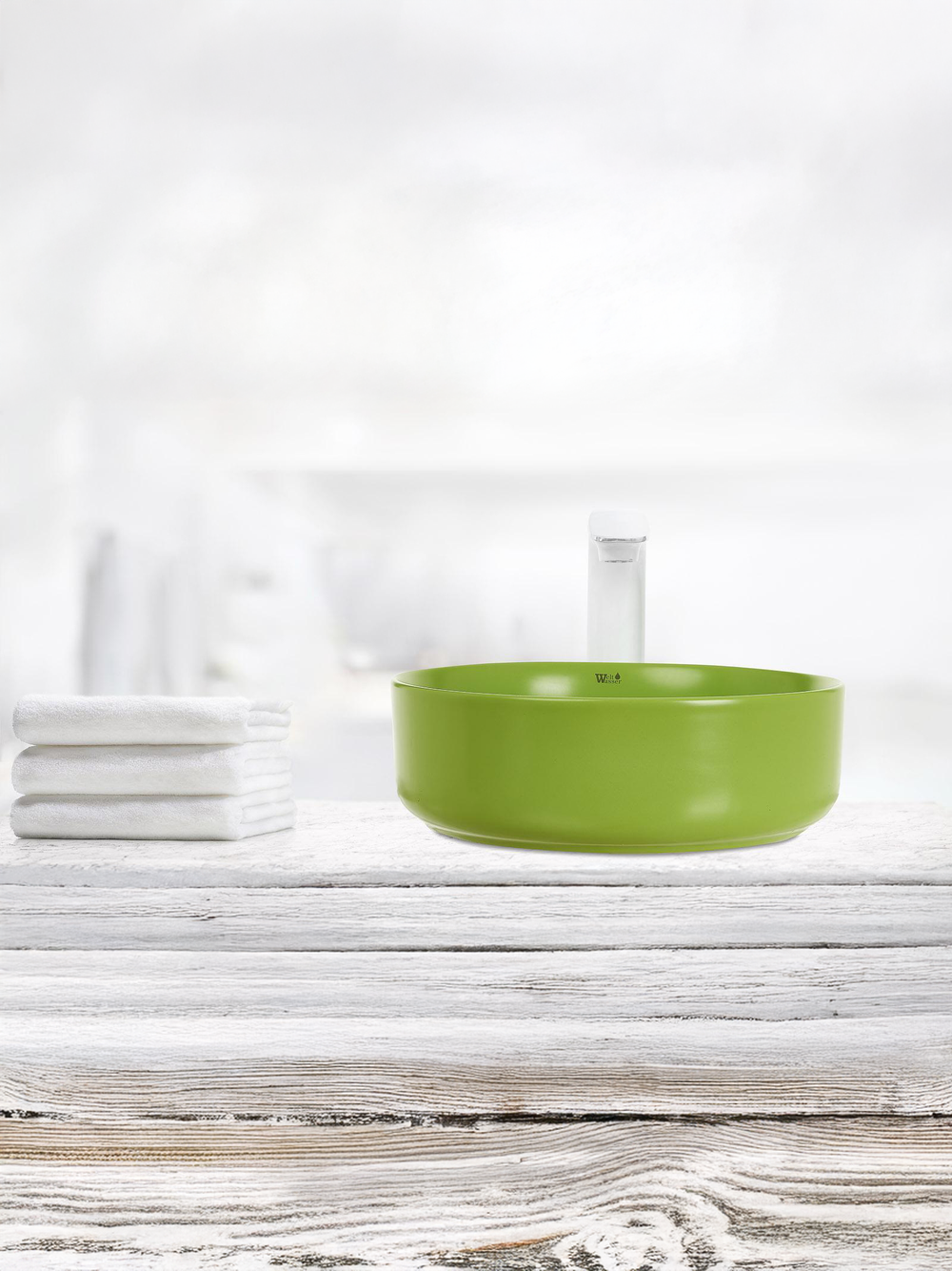 Раковина накладная (матовая бирюзовая) WeltWasser WW  ELBACH 3134 MGG 355х355х120