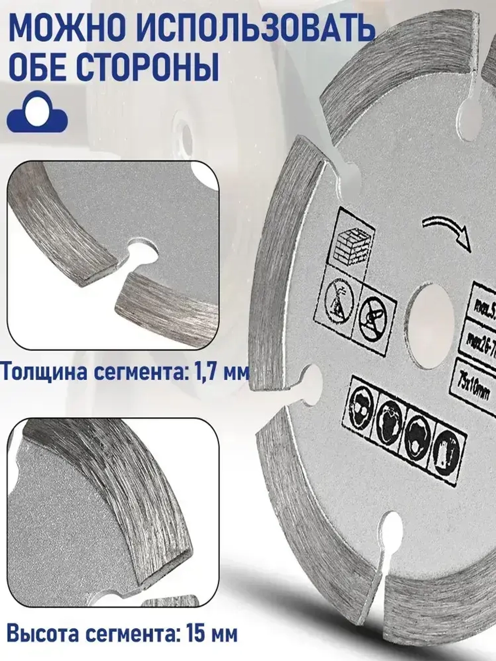 6шт, Круги набор для УШМ 75х10мм/Набор дисков для мини УШМ,диск пильный, шлифовальный