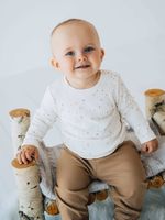 Лонгслив "Бежевые звезды" в рубчик 0+