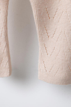 ZARA ТРИКОТАЖНЫЕ БРЮКИ ИЗ ХЛОПКА И ШЕРСТИ, СВЕТЛО-БЕЖЕВЫЙ