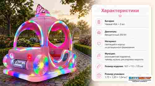 Детский электромобиль «Принцесса»  пластик, LED, 1,67×1,12×1,75 м
