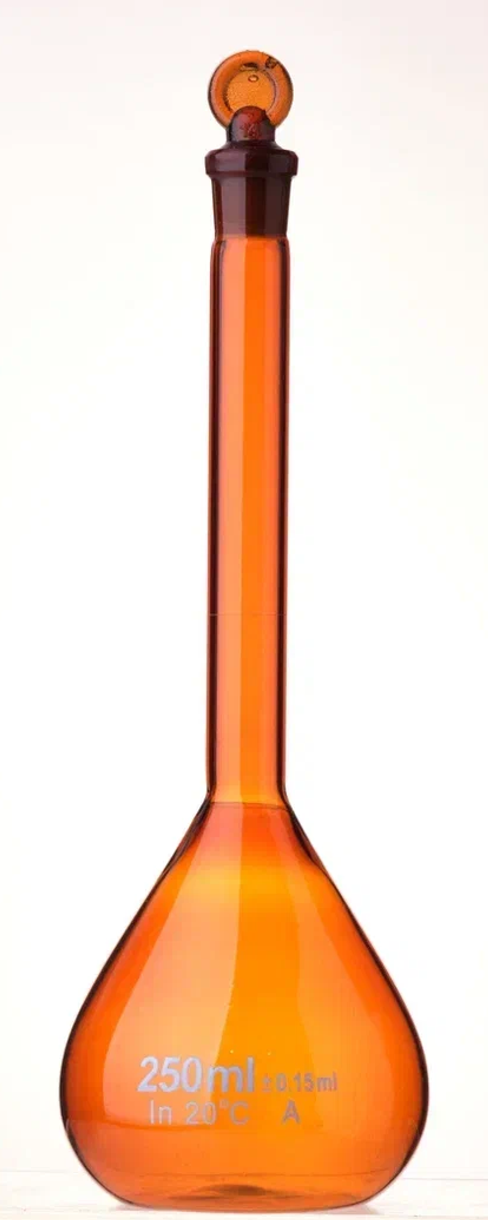 Колба мерная, 250 мл, темное боросиликатное стекло, пробка стекло