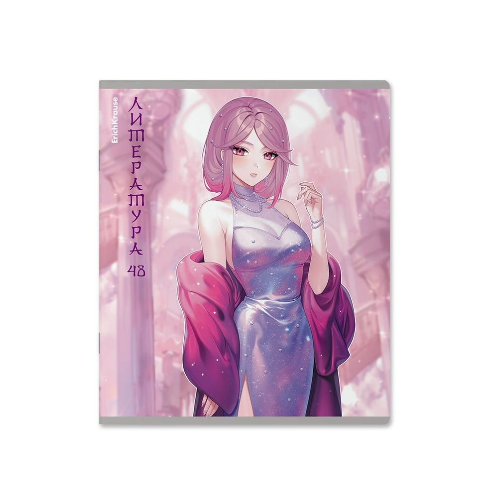 Тетрадь предметная 48л., А5, линия Erich Krause,"Литература. Manga", скрепка, мелованный картон, твин-лак