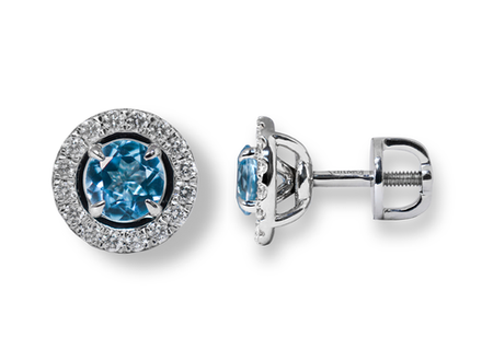 Пусеты-трансформеры с топазами и бриллиантами