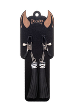 Зажимы на соски «Прищепки» с черными кисточками из замши (Цвет: черный)