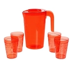 Набор питьевой 5 предметов «Люмици»: кувшин 1,8л; 4 стакана 0,3л красный прозрачный