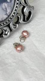 Серьги с розовым жемчугом Майорка, оттенок серебро