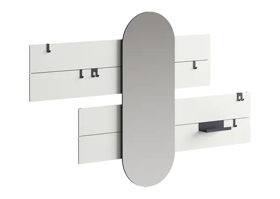 Вешалка Stripe L горизонтальная с зеркалом 60*160 см (белый)