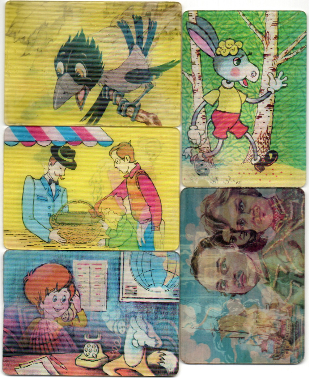 Набор из 5 переливных (стерео) Календариков . Мультфильмы СССР 1982, 1984, 1985 гг.
