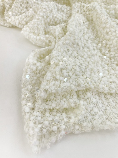 ВАНИЛЬ - Трикотаж ажурный буклированный с пайетками (1230) УЦЕНКА!