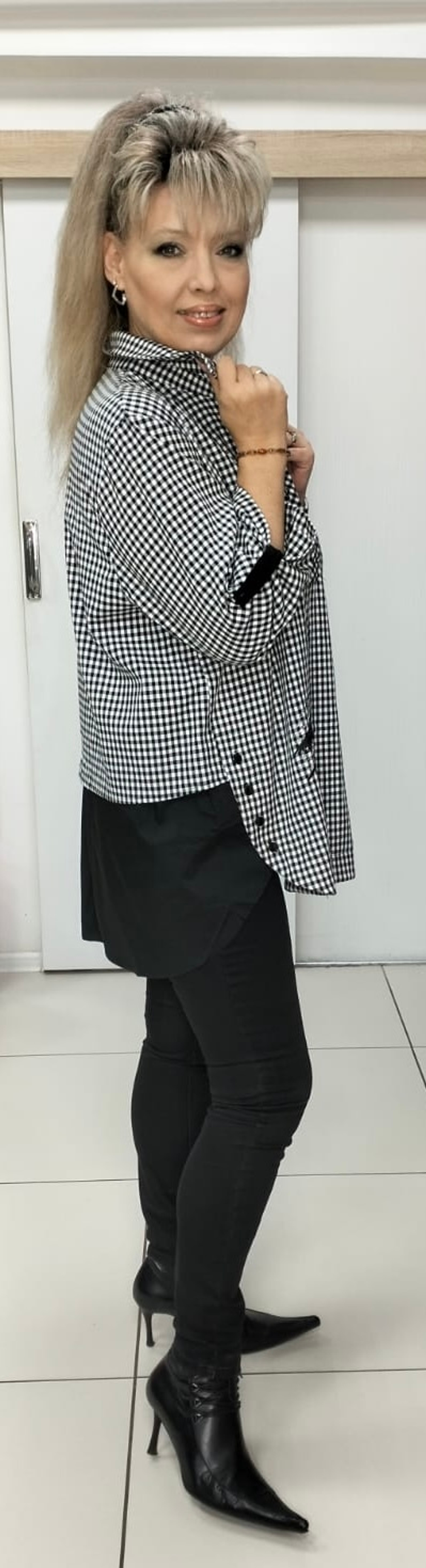 Комбинированная рубашка в клетку