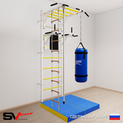 Шведская стенка Sv Sport 5457 (Турник рукоход/Брусья/Канат/Лестница/Цепь/Мешок 30кг/Мат 1м)
