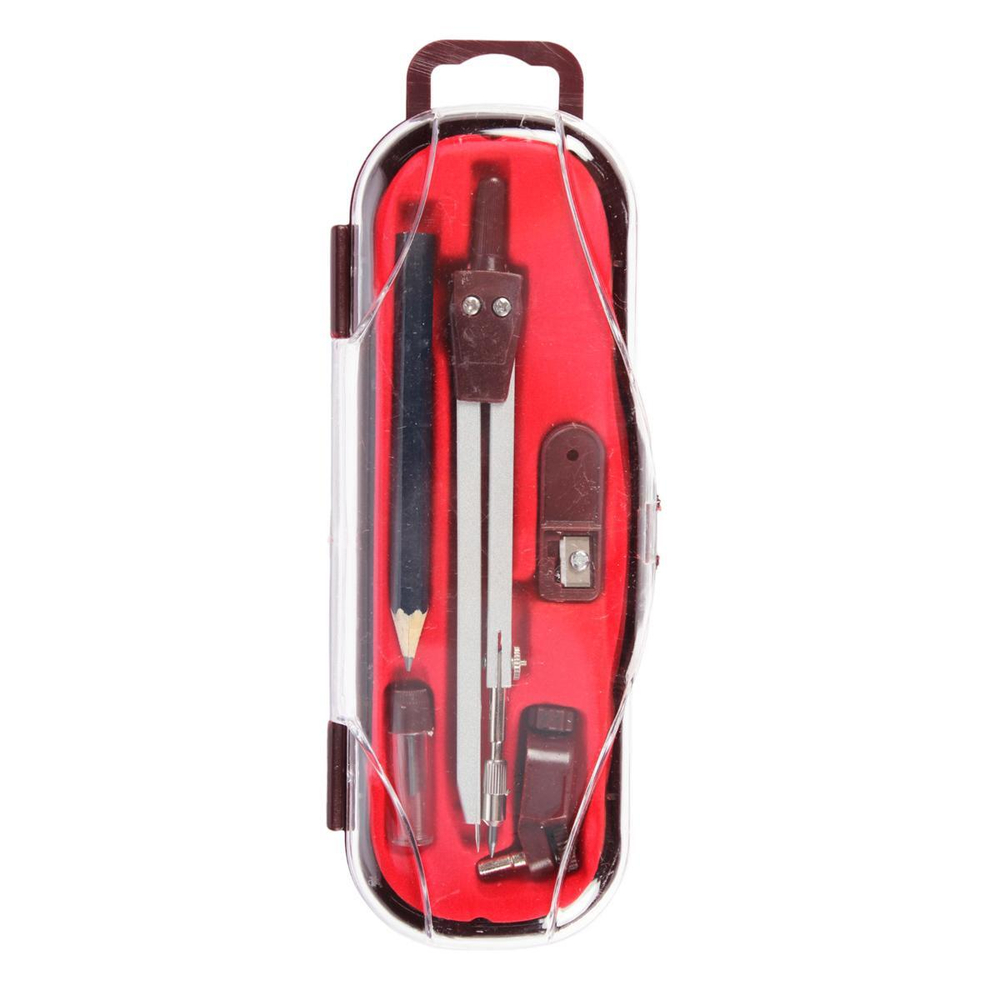 Циркуль 2 в 1: металл. циркуль+стержни и насадка под карандаш+карандаш, с точилкой, С-30659