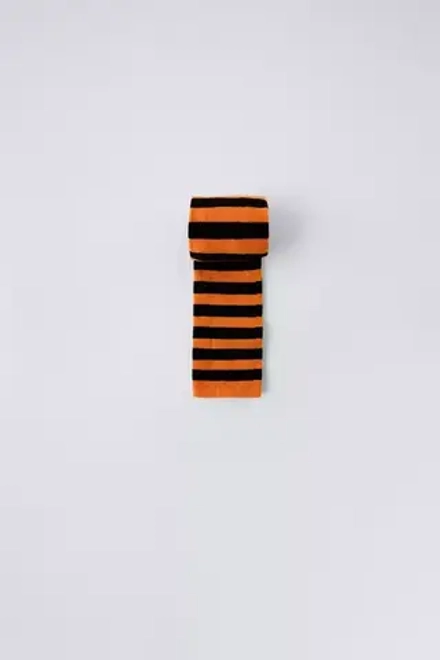 ZARA КОЛГОТКИ В ПОЛОСКУ, ОРАНЖЕВЫЙ