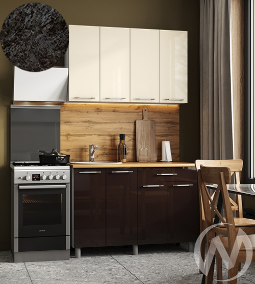 Кухня Нора 1.2м (корпус белый/ваниль; горький шоколад) 26мм кастилло темный