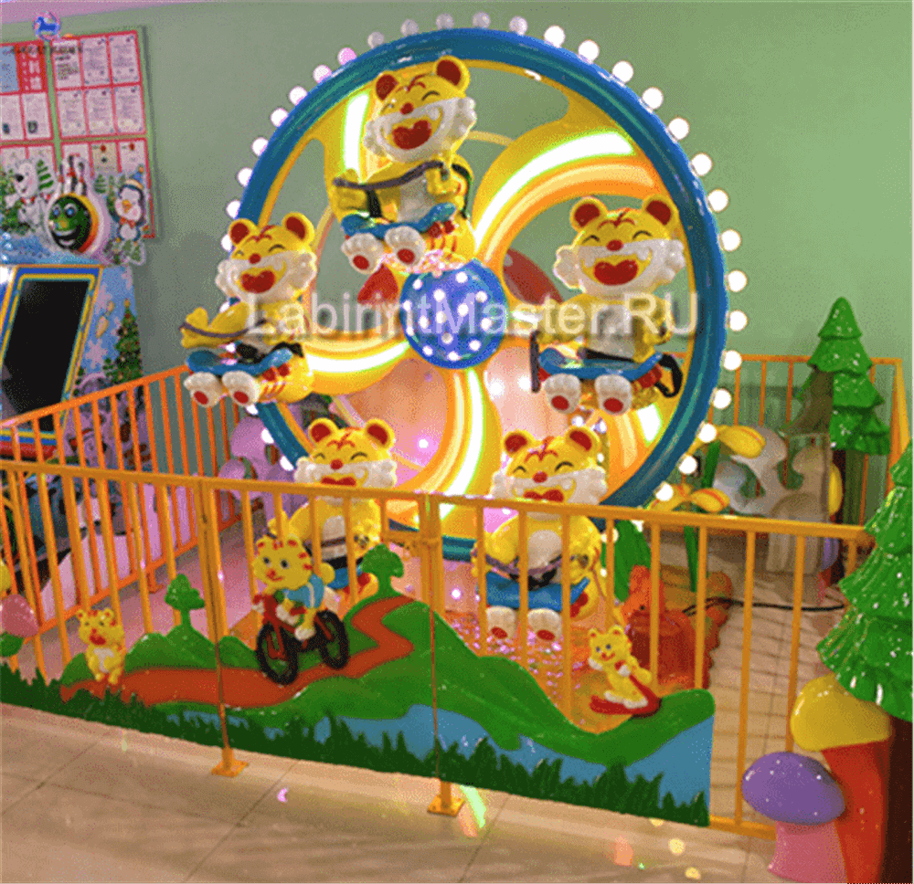 Карусель 5 мест с подъёмом «Веселые тигрята», 3,6×2,8×2,7 м
