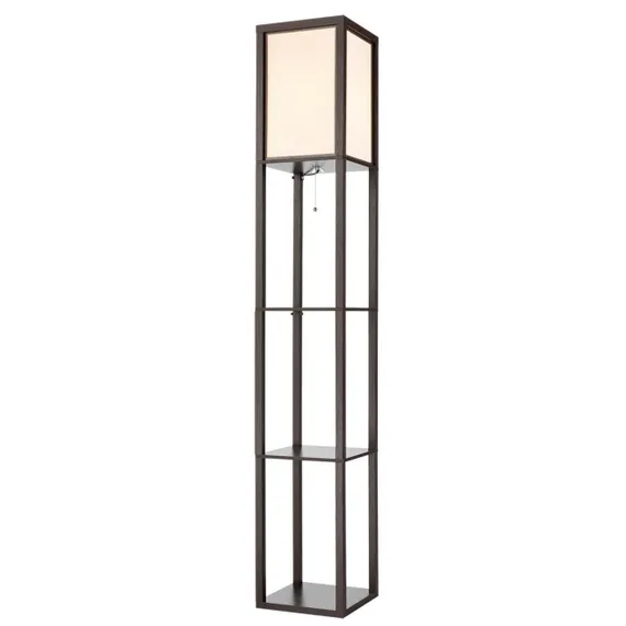8090/1F COMFI LN25 361 кофейный/белый, дерево/текстиль Торшер Е27 1*60W 220V PRACTIC