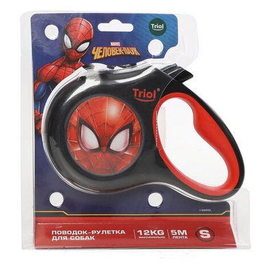 Поводок-рулетка для собак Marvel Человек-паук S, 5м до 12кг, лента, Triol-Disney