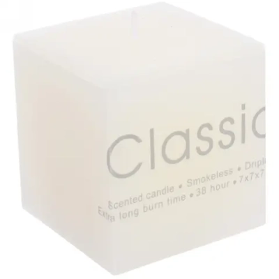Свеча «Classic» 7*7*7,5см цвет белый ZD-131
