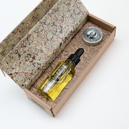 Captain Fawcett Private Stock Beard Oil & Moustache Wax Gift Set - Набор для усов и бороды