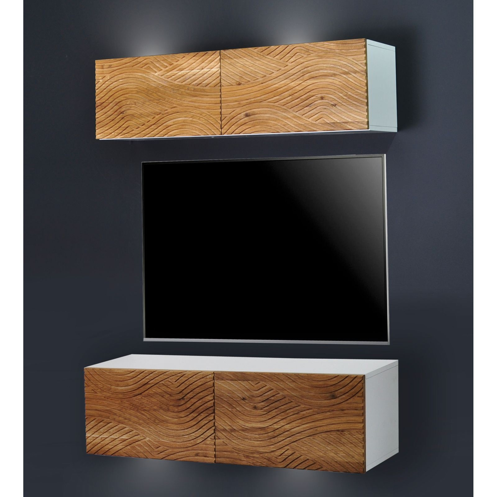 Тумба под телевизор лофт, тумба напольная Нью Йорк с фасадами из дуба