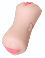 Телесный двусторонний мастурбатор Pretty Mouth - ротик и вагина (Цвет: телесный)