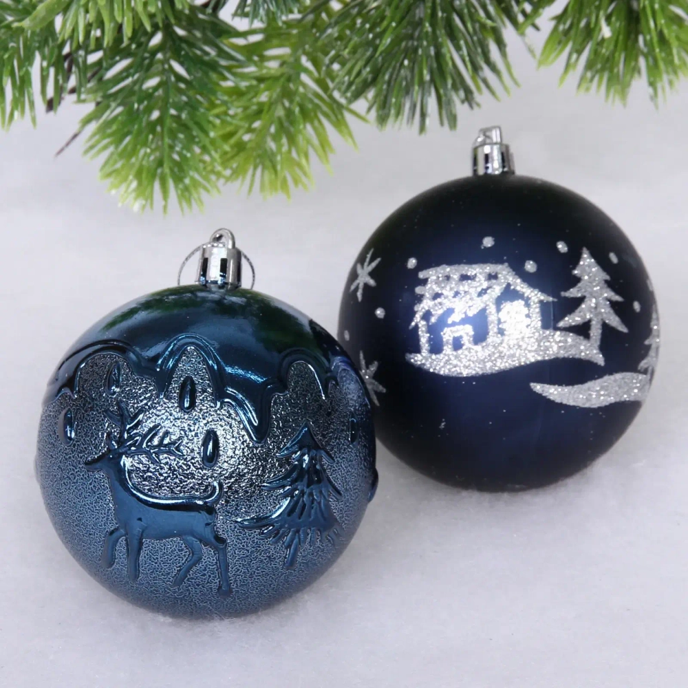 Набор ёлочных украшений «Wish» 6 см + 4 см (50 предмета), Сапфир