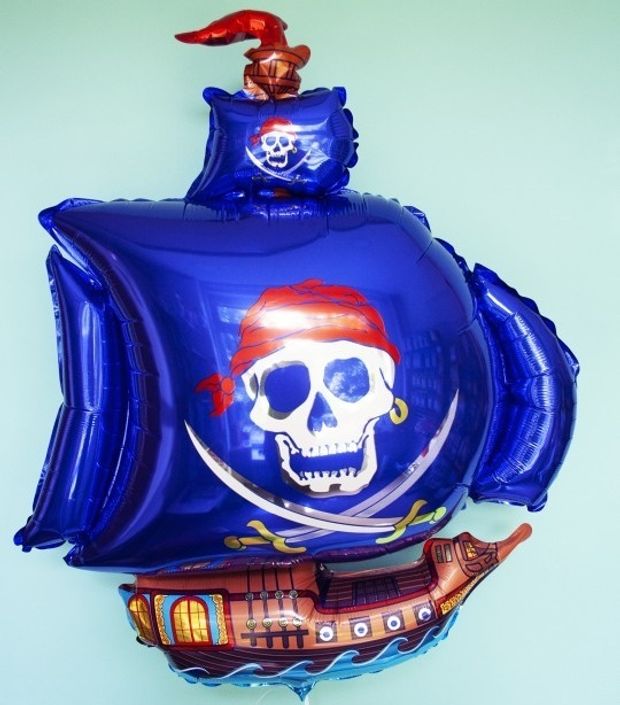 F Шар фигура Пиратский корабль (синий) 41"/104 см (БГ-36)