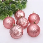 Новогодние шары «Изящные узоры» 8 см (набор 9 шт), Розовое золото