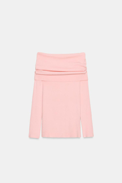 ZARA СВИТЕР С ОТКРЫТЫМИ ПЛЕЧАМИ, СВЕТЛО-РОЗОВЫЙ