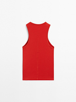 Massimo Dutti Топ из смесового хлопка с горловиной халтер, красный