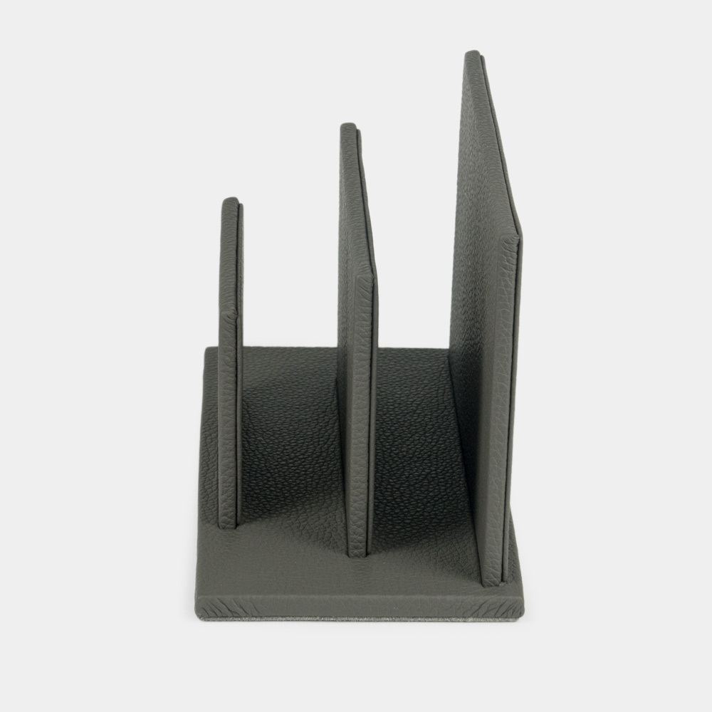 Подставка для визиток и бумаг из натуральной кожи теленка, серого цвета