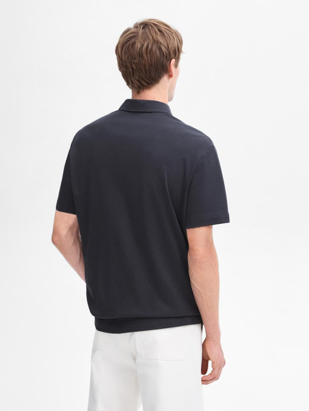 Massimo Dutti Хлопковая футболка-поло с короткими рукавами, серый