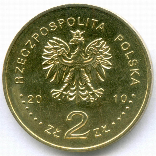 2 злотых 2010 год. Польша. 90 лет Битве за Варшаву. Латунь, диаметр 27 мм. AUNC
