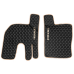 Ковры RENAULT T (автомат) (экокожа, черный, бежевый кант, бежевая вышивка)