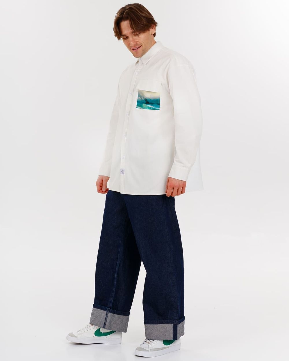 Купить Рубашка Kefirmaykifer Айвазовский хлопковая белая Рубашка Kefirmaykifer Айвазовский хлопковая белая