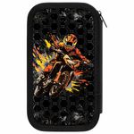 Пенал ЮНЛАНДИЯ, 2 отделения, ламинированный картон, конгрев, 19х11 см, "Fire moto", 273496