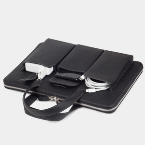 Сумка кожаная для MacBook Pro 13"-14" Bocage с карманами черного цвета