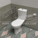 Поручень не откидной опорный для санузла, с бумагодержателем, пристенный, нерж. сталь, 800x230 мм, D38 мм