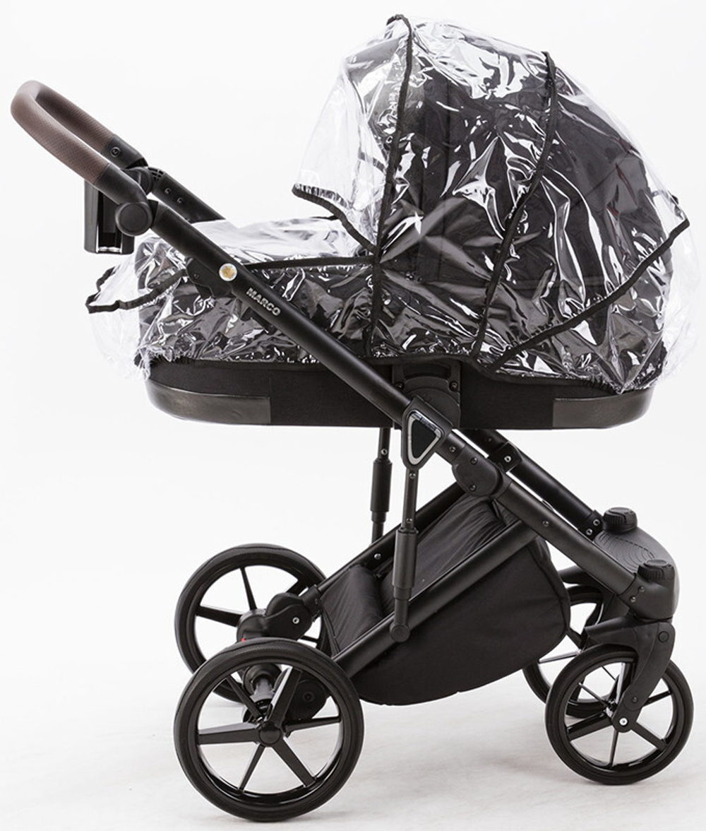 Детская коляска Adamex Marco 2 в 1 GA11 (ЧЕРН. ТК. + ЧЕРН. БЛЕСК.КОЖ.ОТД.)