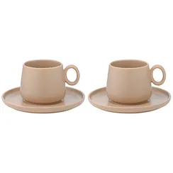 Набор из двух чайных пар бежевого цвета из коллекции essential, 250 мл