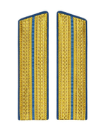 Погоны парадные золотые металлизированные один голубой просвет со скосом