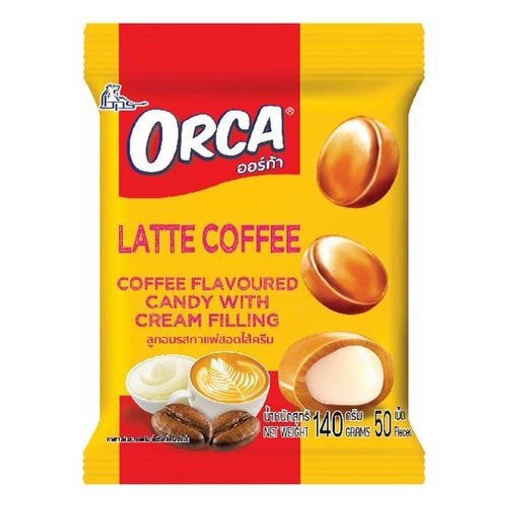 Конфета карамельная Boonprasert &quot;Orca&quot; Latte Coffee со вкусом кофе сливочная начинка, 140г