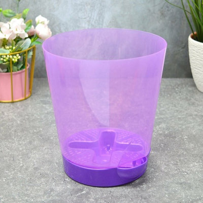 Горшок цветочный 2л №3 прозрачно-фиолетовый, поддон фиолетовый