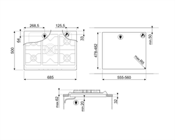 Газовая варочная панель Smeg SR775PO