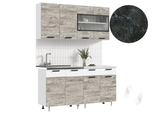 Кухня Рио NEW ЛДСП 1;6м (белый/юкон; белый/кастилло темный)