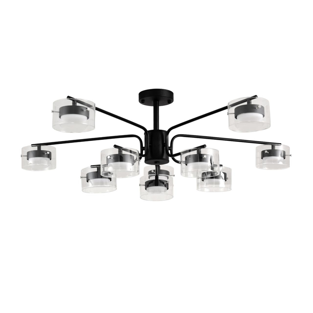 8349/10C COMFI LN26 232 черный/прозрачный, металл/стекло Светильник потолочный LED GX53 10*7W 220V NATALINA